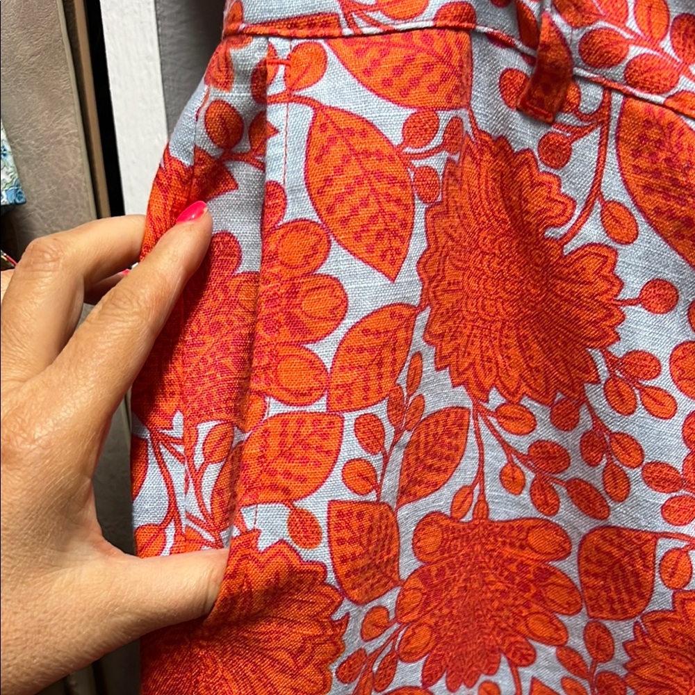 Boden Orange and Blue Floral Pants 12L - Picture 4 of 5